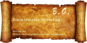 Bacsinszky Orsolya névjegykártya